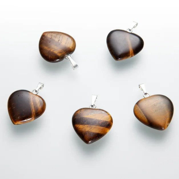Tigerøye hjerte anheng | Tiger Eye Heart Pendant 20 mm image