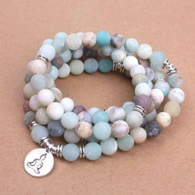 Mala amazon stone - elastic - with Buddha image