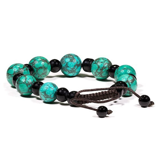 Armbånd/ Bracelet turquoise & black glass image