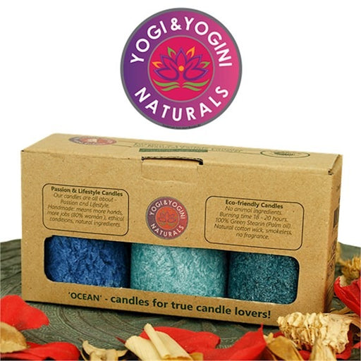 Sustainable stearin candles 3 x OCEAN image