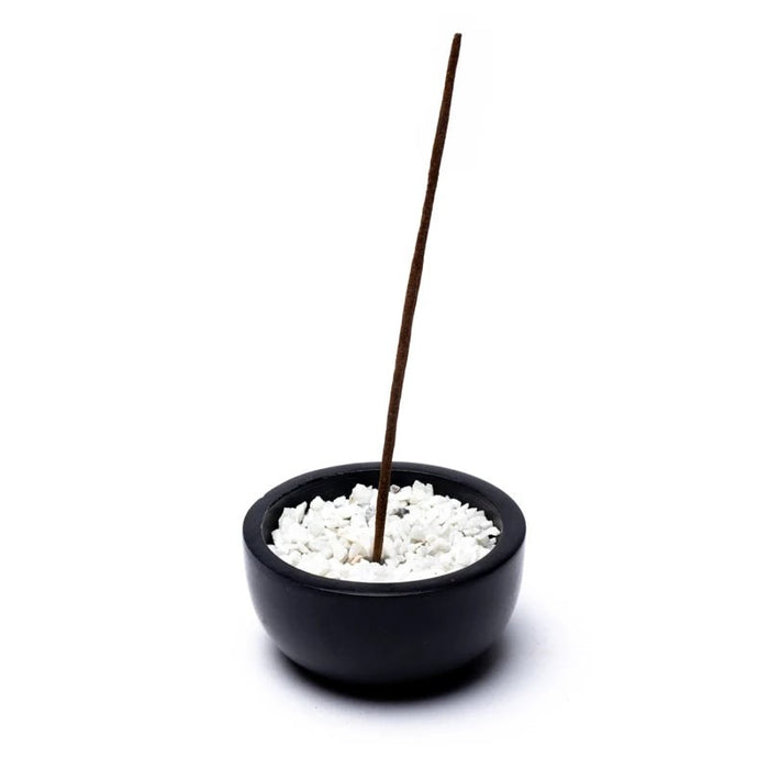 Røkelsesholder/Incense stick bowl black soapstone + white pebble