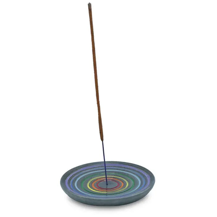 Incense stick burner rainbow soapstone black image