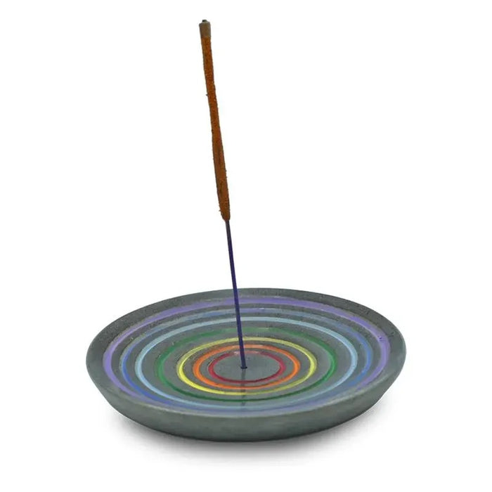 Incense stick burner rainbow soapstone black image
