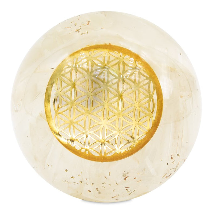 Orgonite Kule Selenitt og Livets Blomst -Orgonite sphere selenit image