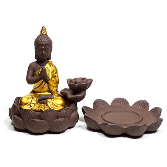 Tilbakestrømning fossefall røkelse brenner Buddha image