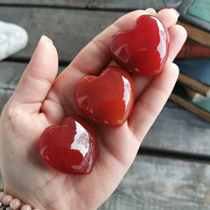 Karneol hjerte Lommestein/ Carnelian heart worry stones 4 cm  image