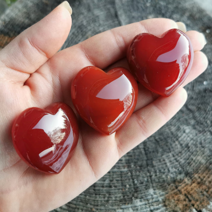 Karneol hjerte Lommestein/ Carnelian heart worry stones 4 cm  image