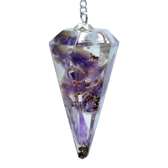 Ametyst Orgonite pendel  - Orgone pendulum Amethyst 4 cm  image
