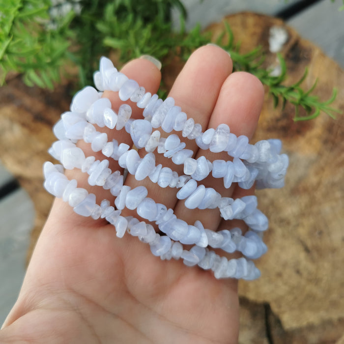 Kalsedon/ Chalcedony blå chip armbånd   image
