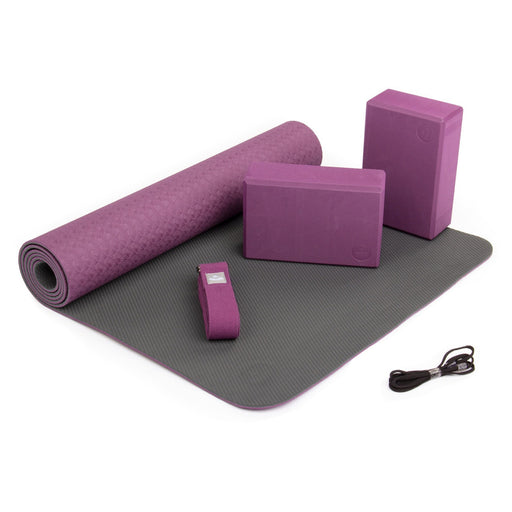Yoga-Set FLOW purple yoga mat, 2 yoga bricks, 1 yoga belt  image