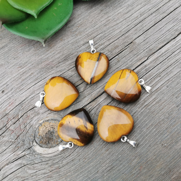 Tigerøye hjerte anheng | Tiger Eye Heart Pendant 20 mm image