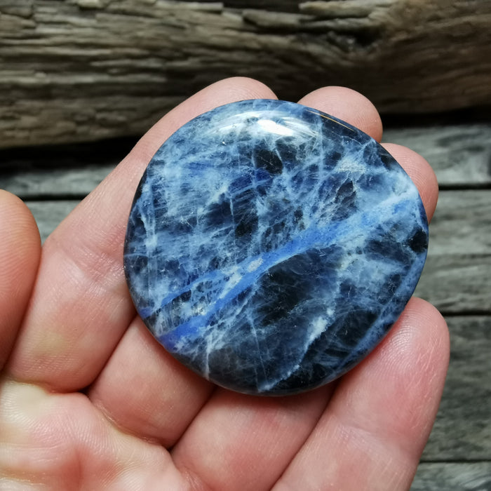 Sodalitt/Sodalite  flat Lommestein - Palm stone 40mm image