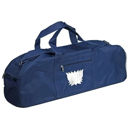 Yoga bag navy nylon with white lotus image