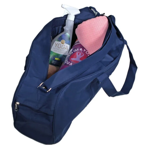 Yoga bag navy nylon with white lotus image