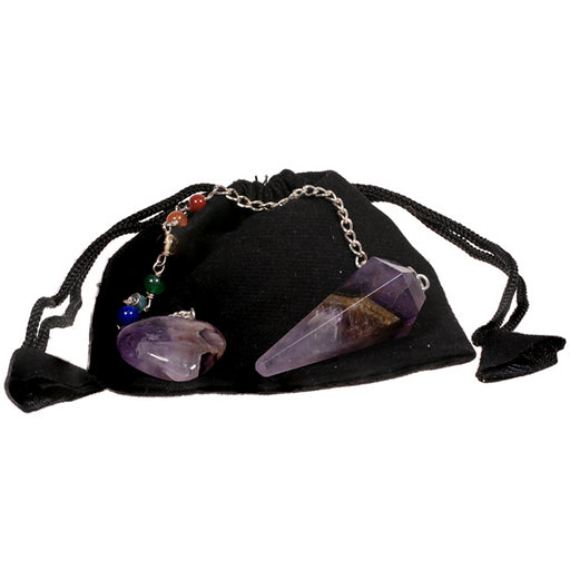 Pendel Ametyst /  Pendulum on Chain with 7 Chakras Minerals image