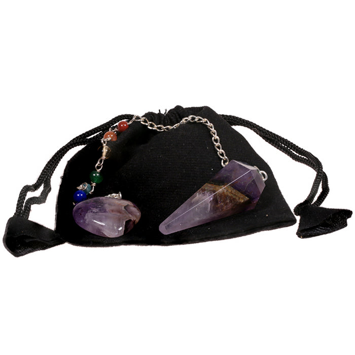 Pendel Ametyst /  Pendulum on Chain with 7 Chakras Minerals image