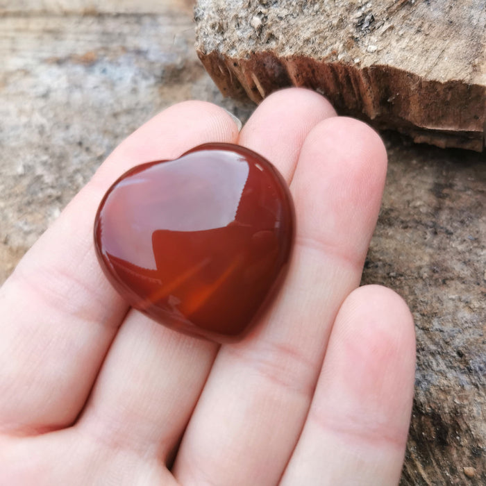 Karneol hjerte Lommestein/ Carnelian heart worry stones 3cm  image