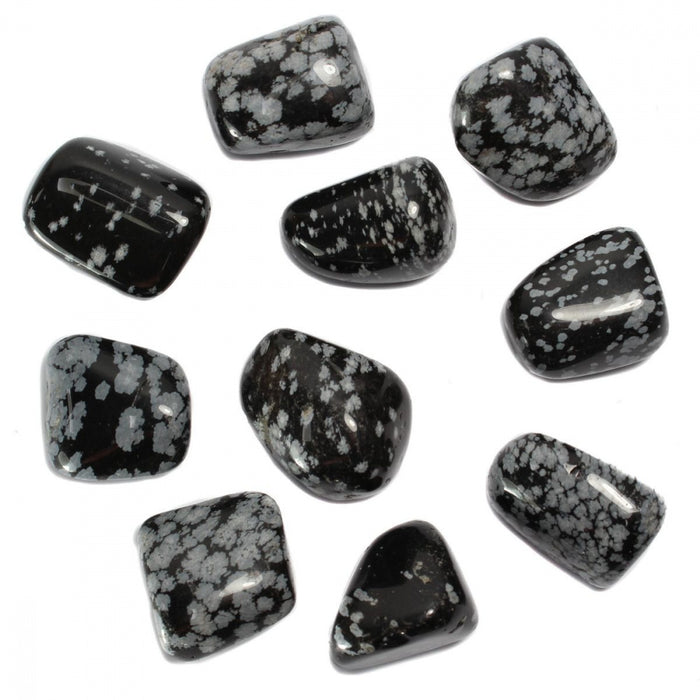 Obsidian, snøfnugg Tromlet Stor L  AAA-kvalitet image
