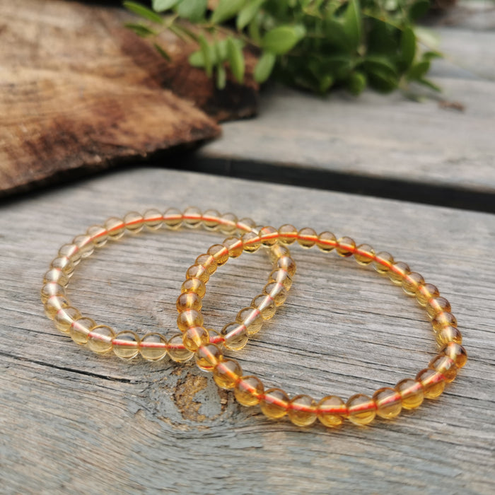 Citrin Armbånd /Citrine Bracelet for Financial Luck Round Beads  image