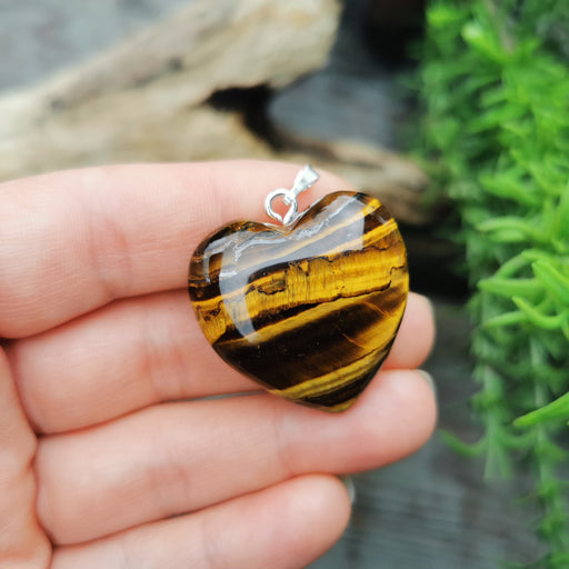 Tigerøye hjerte anheng stor 3 cm  image