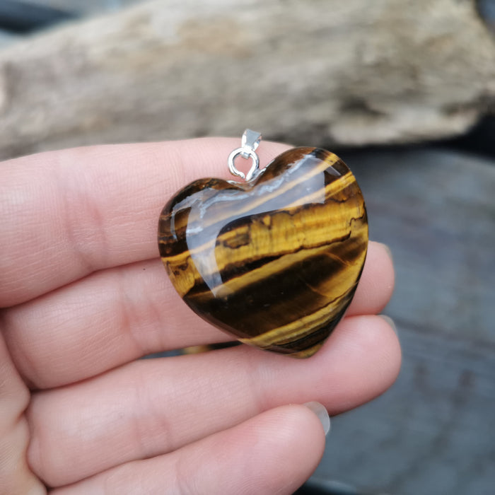 Tigerøye hjerte anheng stor 3 cm  image