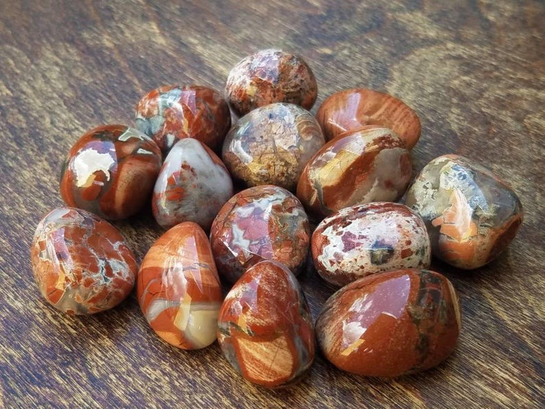 Jaspis, rød Silverleaf Tromlet Medium  image