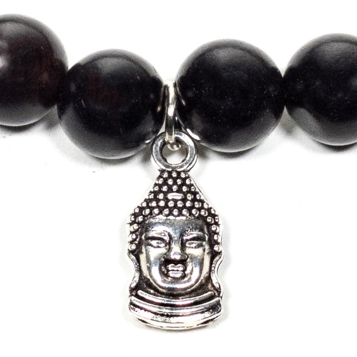 Mala/bracelet black wood elastic with buddha image