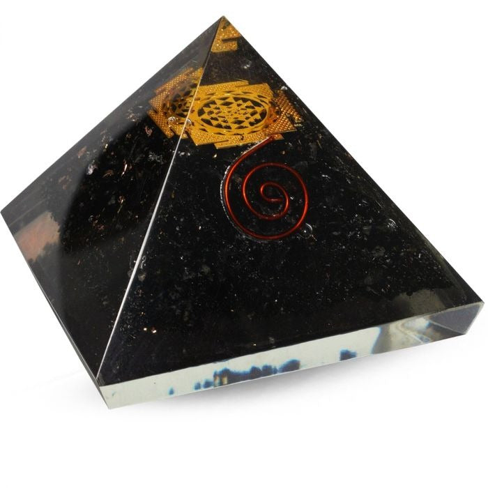 Orgonite Pyramid - Black Tourmaline, Sri Yantra 40 mm image
