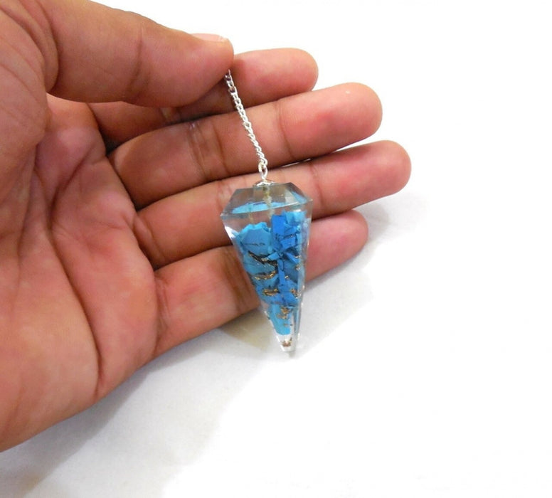Orgone Color Resin Pendulum Firozi( Indian Turquoise) - Throat C image