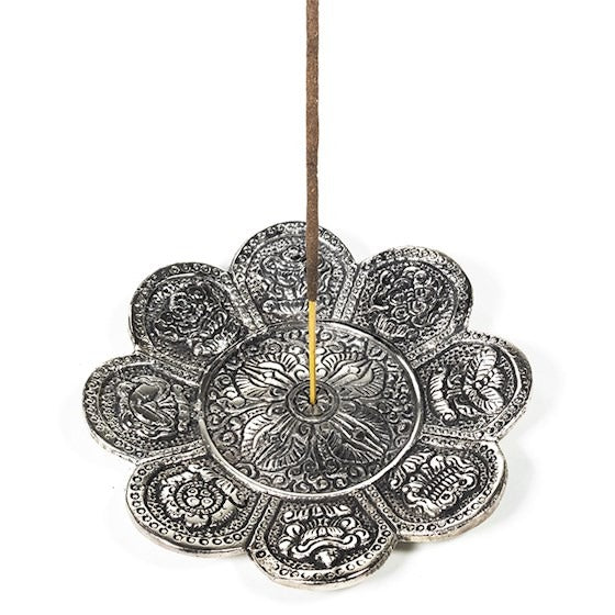 Incence burner 8 auspicious signs silver   image