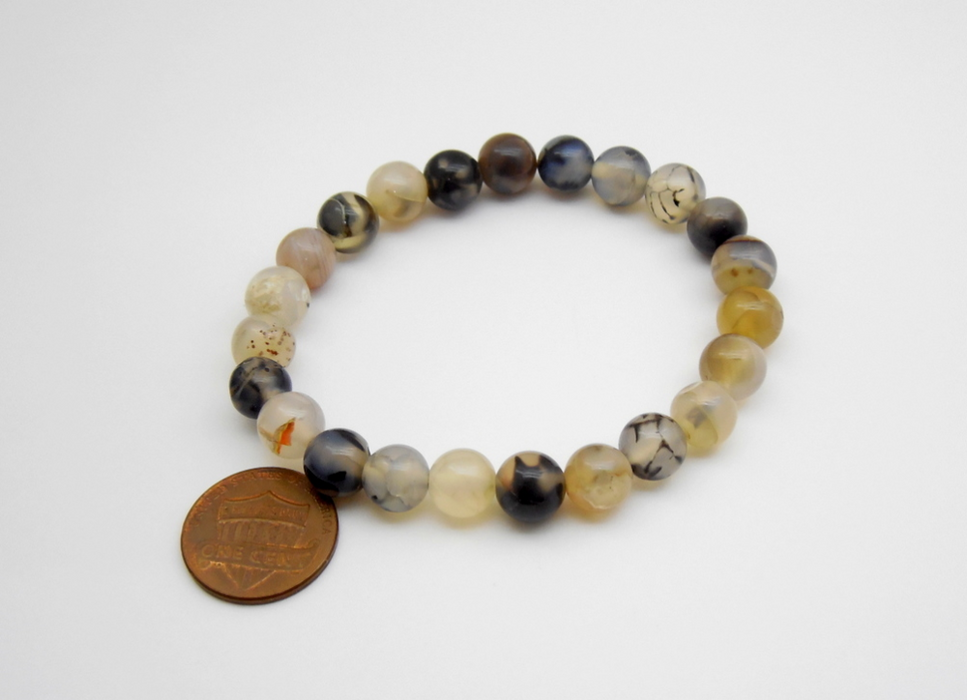 Naturlig Svart Onyx og  Månestein Perler Armbånd image