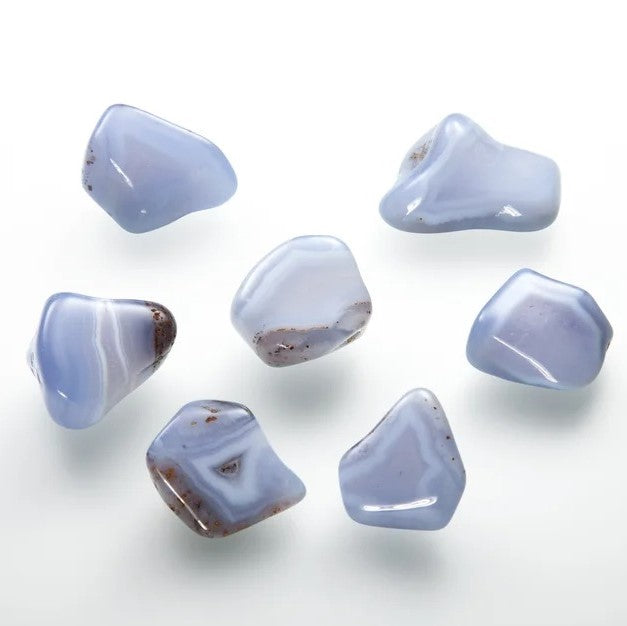 Kalsedon, blå/ Chalcedony Blue Tromlet Stor  image