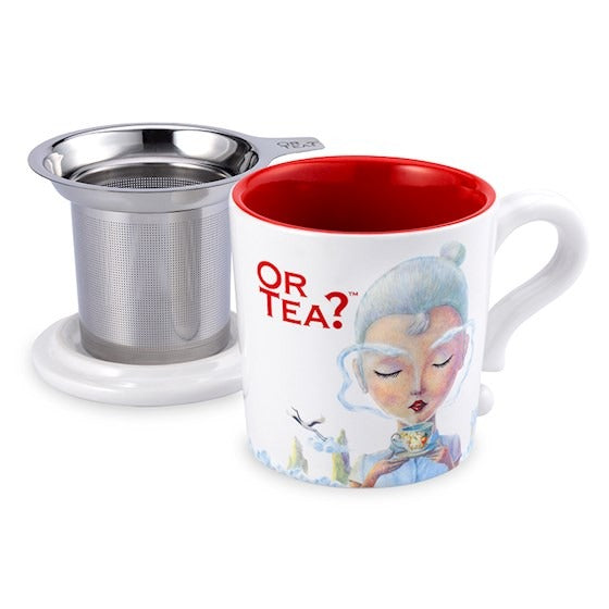 White Mug - Ceramic Mug with Stainless Steel Infuser image